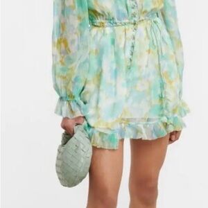 Zimmermann Green and Yellow Mini Silk Dress